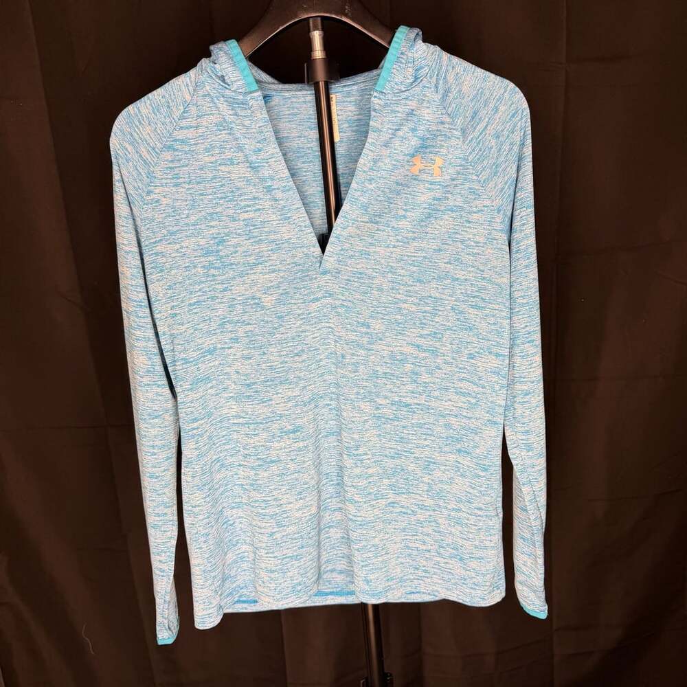 Under Armour Tech Twist Hooded Henley Size SM Blue Long Sleeve Shirt